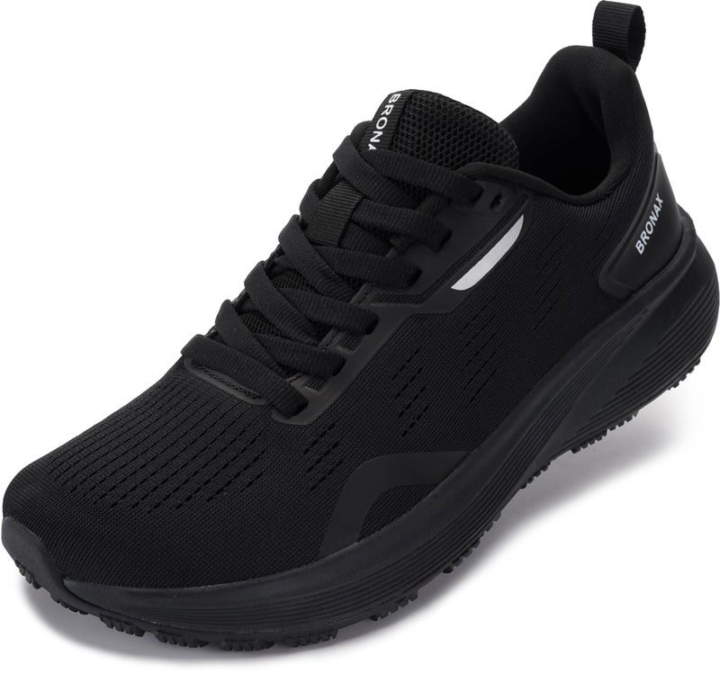 BRONAX Wide Toe Box Tennis Breathable Shoes for Women Lace up Mesh Athletic Size 9w Comfortable Female Road Running Ladies Sneakers Swollen Pregnant All Black 40 - Image 1