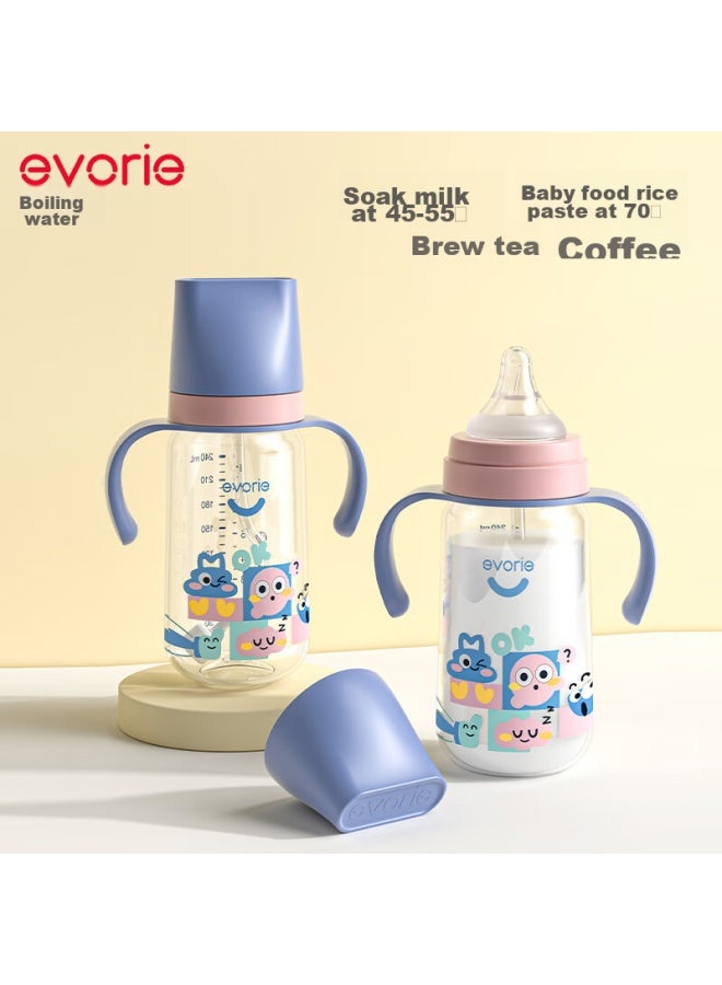 Evorie Baby Bottle, Wide Neck With Double Handles And Gravity Ball, Tritan Bottle 240ml, Playful Blue - Image 4