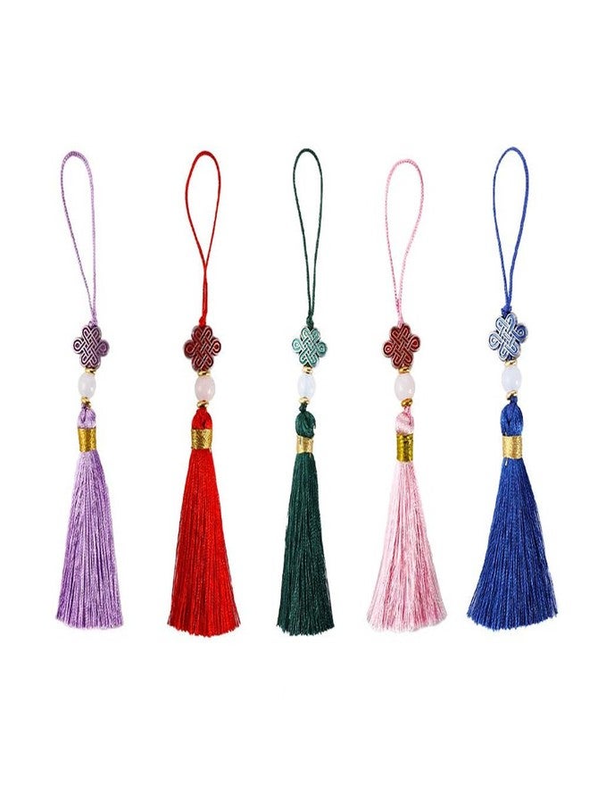 Pokinge 5Pcs Chinese Knot Tassel Pendant Hanging Key Chains Backpack Pendant Chinese Traditions New Year Element DIY Decor Ornaments Accessories - Image 1