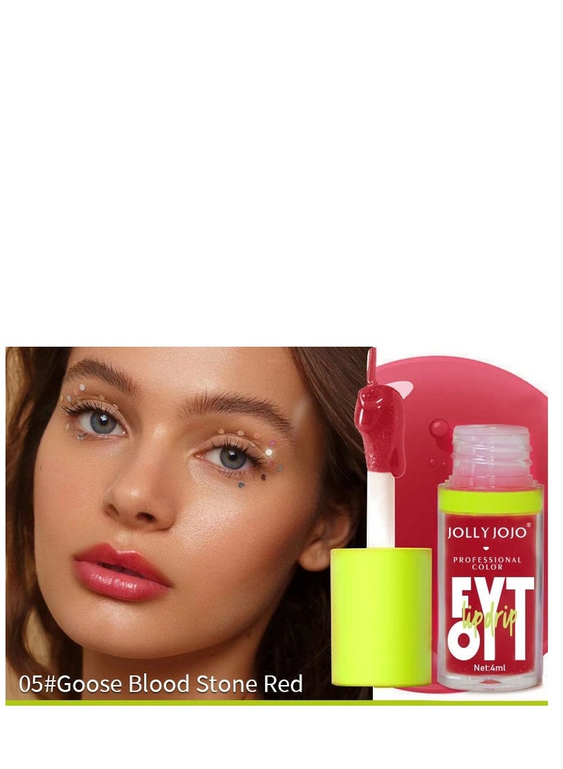 جولي جوجو مجموعة زيت الشفاه برأس فرشاة كبيرة، مرطب ومغذي للغاية، زيت شفاه لامع وناعم، ملمع شفاه ملون نباتي لامع، تركيبة غير لاصقة، حجر دم الإوز الأحمر، قطعتان - Image 5