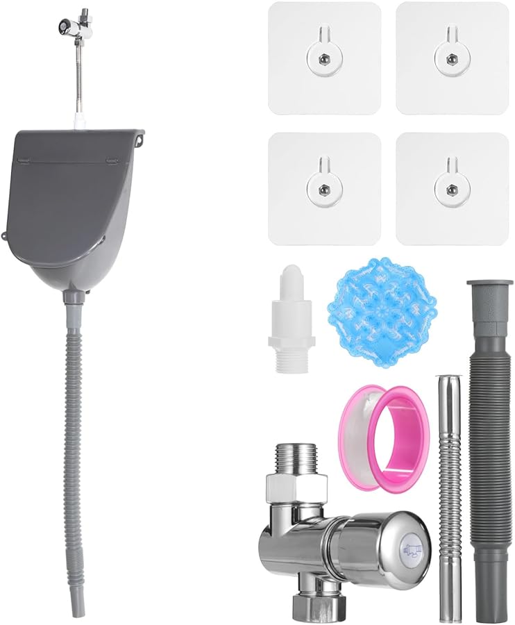 Wall Mounted Bathroom Urinal with Lid and Flush Kit White - Image 5