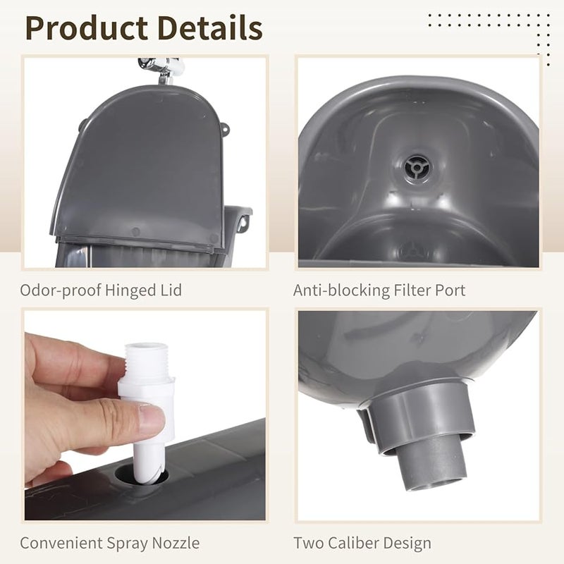 Wall Mounted Bathroom Urinal with Lid and Flush Kit White - Image 3