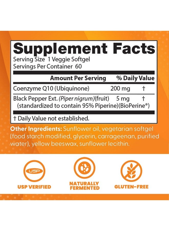 Doctor's Best High Absorption COQ10, Heart & Energy Support, USP Verified, Naturally Fermented CoQ10, Non-GMO Gluten Free, Soy Free, Vegetarian 60 Veggie Softgels - Image 2