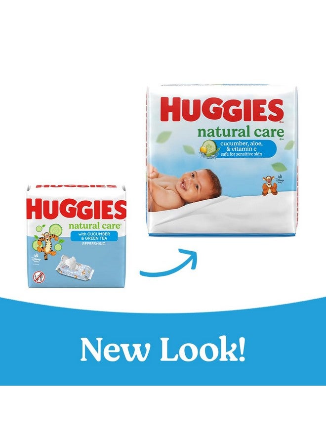 HUGGIES Huggies Natural Care Cucumber, Aloe and Vitamin E Baby Wipes, Hypoallergenic, Scented, 3 Flip-Top Packs (168 Wipes Total), Packaging May Vary - Image 1