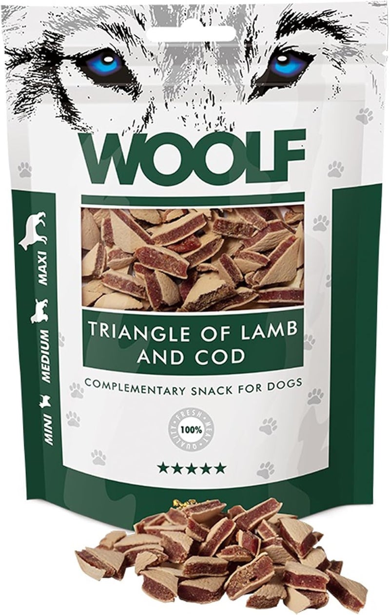 Woolf Anti slip Lamb and Cod Triangle for Dog and Cat 100 g Liquid tight joint - Image 1