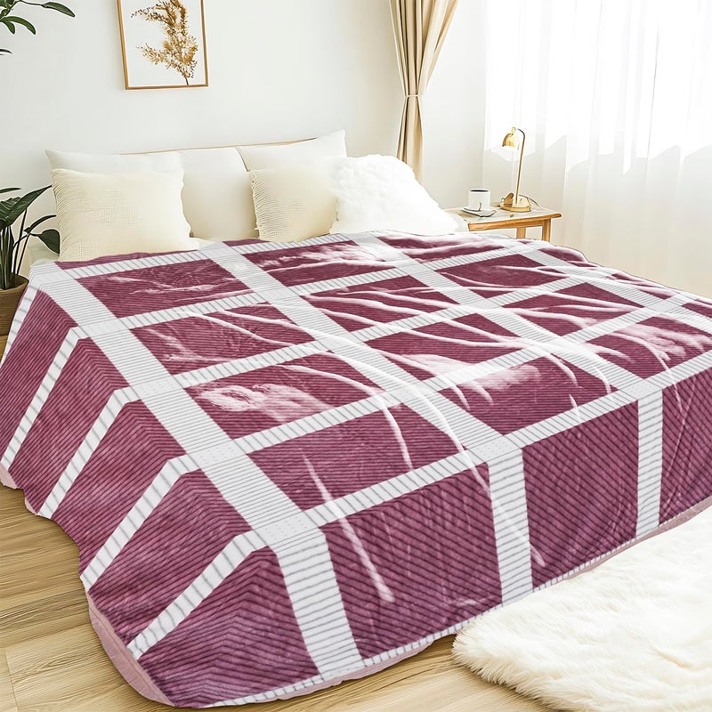 MAXNAP Cloudrest - Maroon Grid Pattern All-Weather AC Blanket for Double Bed – 300 GSM Ultra Soft, Lightweight & Breathable – 220x240 cm, Ideal for Year-Round Use - Image 1