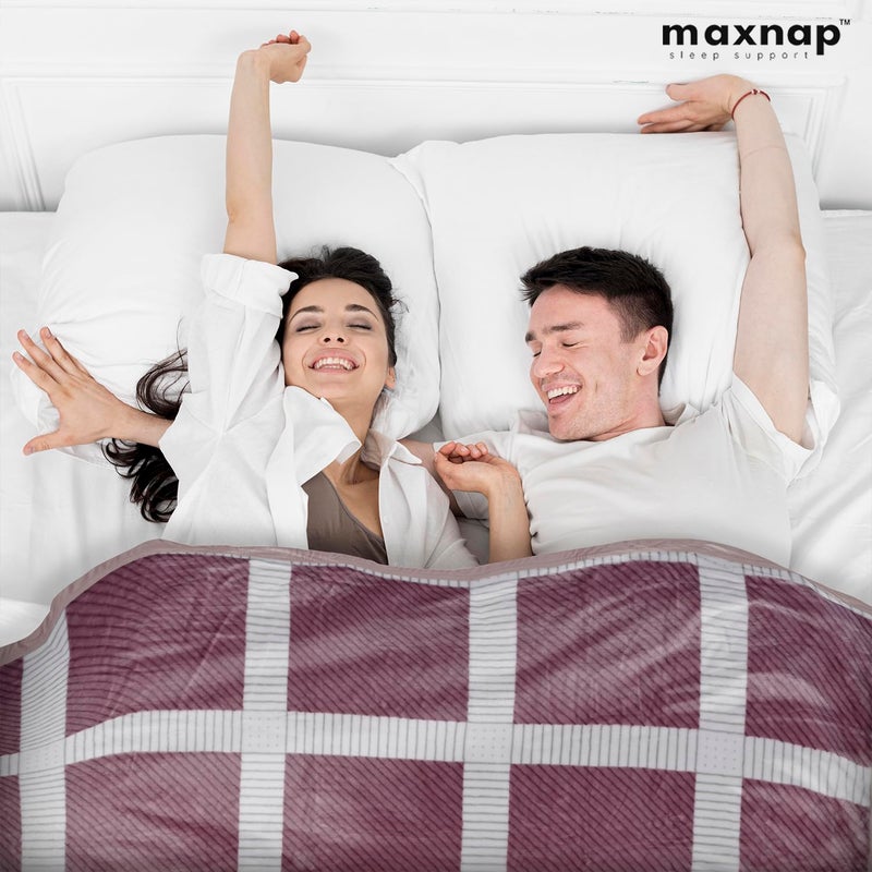 MAXNAP Cloudrest - Maroon Grid Pattern All-Weather AC Blanket for Double Bed – 300 GSM Ultra Soft, Lightweight & Breathable – 220x240 cm, Ideal for Year-Round Use - Image 3