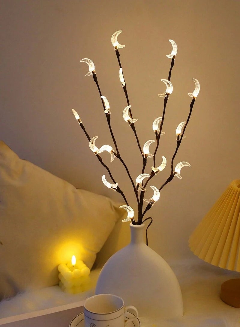 3 قطع 20 قطعة إضاءة غصين على شكل قمر أبيض دافئ على شكل قمر لتزيين مزهرية/غرفة نوم غرفة المعيشة في المنزل، إضاءة زينة المهرجان - Image 5