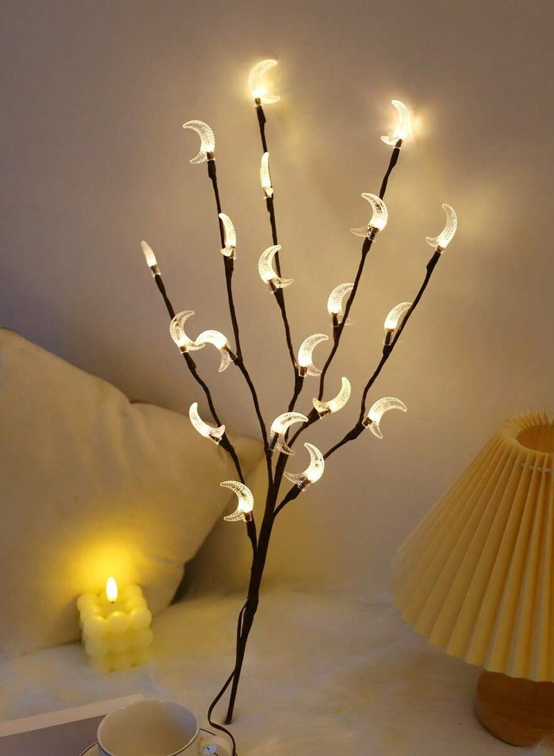 3 قطع 20 قطعة إضاءة غصين على شكل قمر أبيض دافئ على شكل قمر لتزيين مزهرية/غرفة نوم غرفة المعيشة في المنزل، إضاءة زينة المهرجان - Image 4