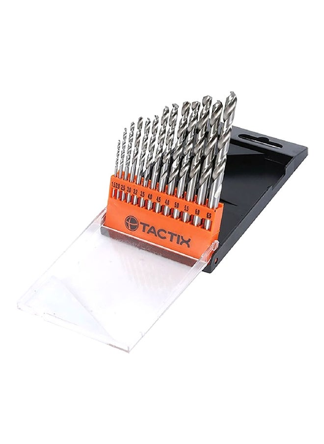 13-Piece Break-Resistant HSS Twist Drill Bit Set with Plastic Storage Case Chrome 6.5 mm 410085