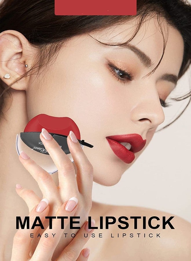 VBA Apple Shape Lazy Quick Matte Lipstick Long-Lasting Wear Non-Stick Cup Not Fade Waterproof Lip Gloss,Velvet Matte Lipstick Pack of 2 (Red,Maroon) - Image 5