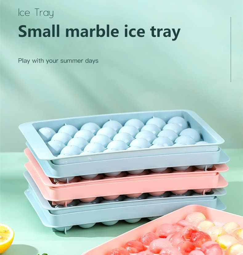 Home-Cloud HomeCloud Round Ice Cube Trays 33x399Cubes Perfect for Chilled Drinks Complete Set with 3 Packs of Pink Trays Ice Bin with Lid and Scoop BPA Free Easy Release Stackable Pink - Image 3