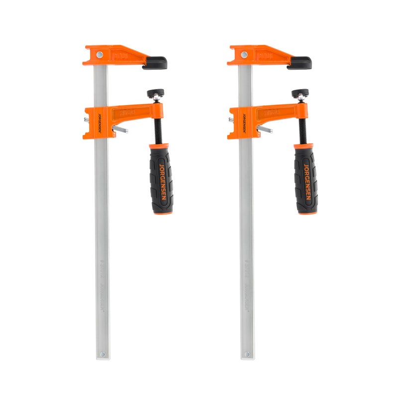 Jorgensen مجموعة مشابك بار فولاذية JORGENSEN 2-pack، 12 بوصة، متوسطة التحمل، حد تحميل 600 رطل، لنجارة الخشب - Image 1