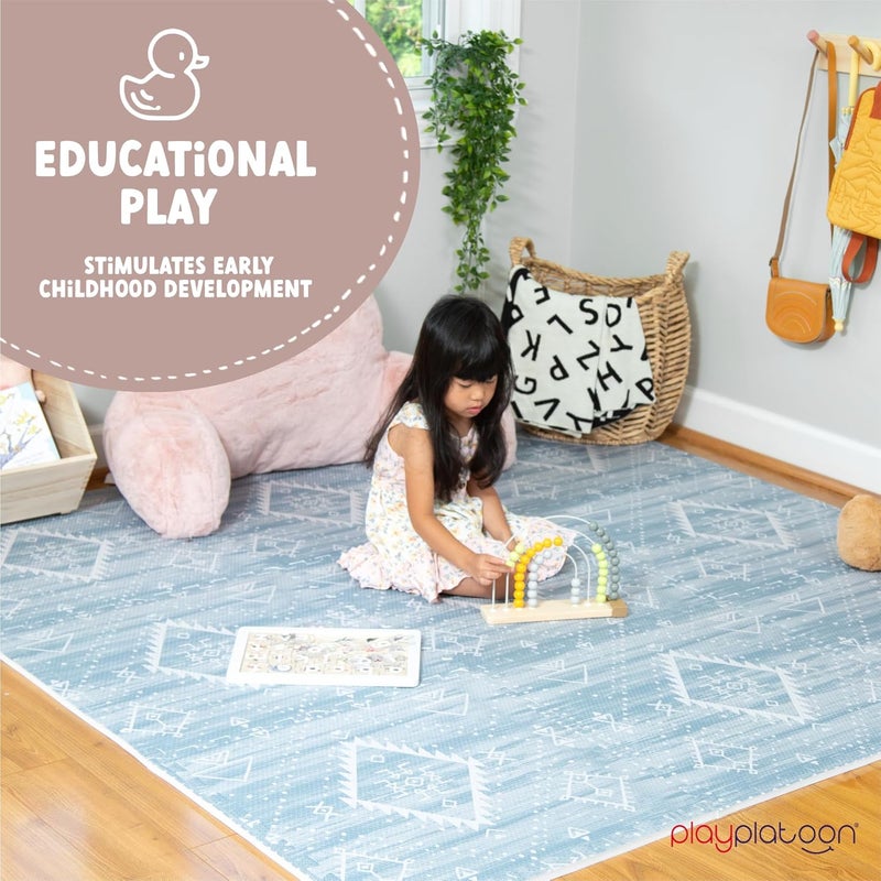 Play Platoon Non-Toxic Large Kids Play Mats for Floor, 9 Tiles, 72 x 72 inch - Extra-Thick Foam Tiles, 24 x 24 inch Puzzle Mats, Neutral Playmat for Toddlers & Childrens Playroom - Saguaro Print - Image 3