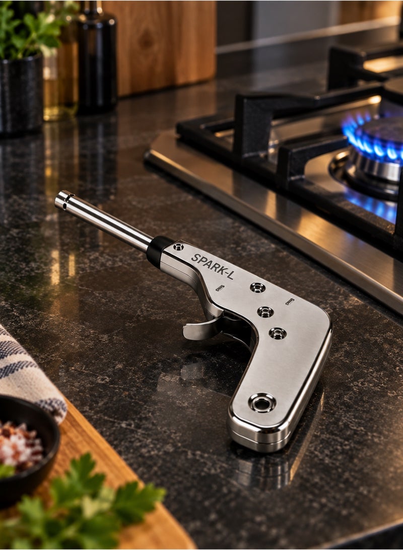 Spark-L Electronic Gas Igniter – Long Handle Stainless Steel Kitchen Lighter For Gas Stoves, Safe & Durable 7 * 27 Cm (Silver) - Image 1