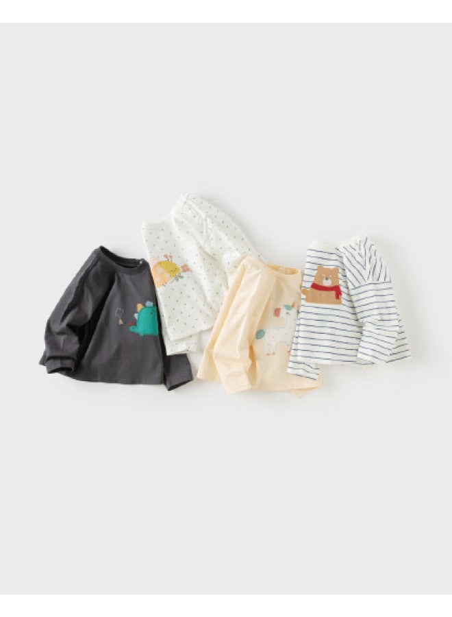 Mall Same Style】kids Long Sleeve T-shirt 2025 Autumn Collection Cotton Top For Girls & Boys Baby Wear - Image 1