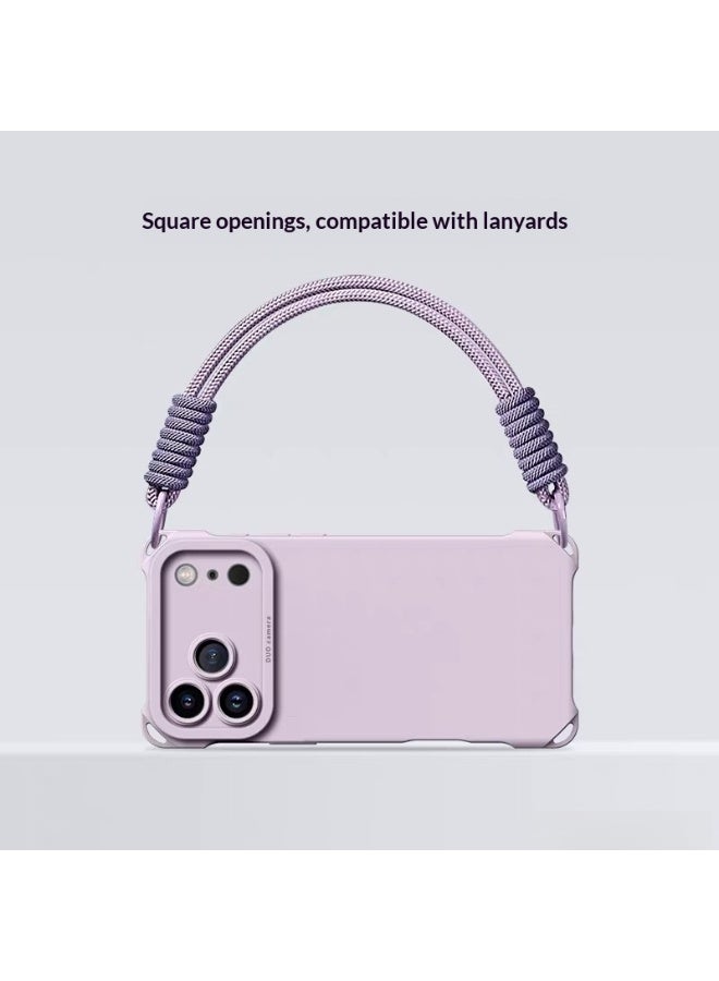 مونوج حافظة سيليكون سائلة لـ iPhone 17 Pro، مع رباط معصم يدوي، تصميم أنيق أنثوي نحيف، مُقبِل على الالتقاط ومُقاومة الصدمات، حماية دقيقة ومُتقنة، غطاء هاتف ناعم بحجم 6.3 بوصة لنساء وفتيات، لون أرجواني - Image 5