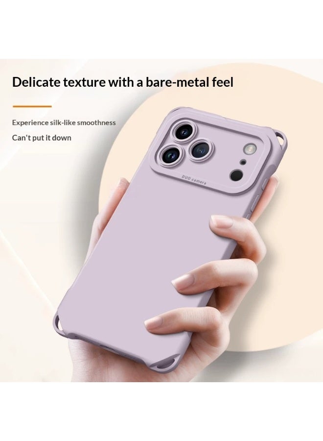 مونوج حافظة سيليكون سائلة لـ iPhone 17 Pro، مع رباط معصم يدوي، تصميم أنيق أنثوي نحيف، مُقبِل على الالتقاط ومُقاومة الصدمات، حماية دقيقة ومُتقنة، غطاء هاتف ناعم بحجم 6.3 بوصة لنساء وفتيات، لون أرجواني - Image 4