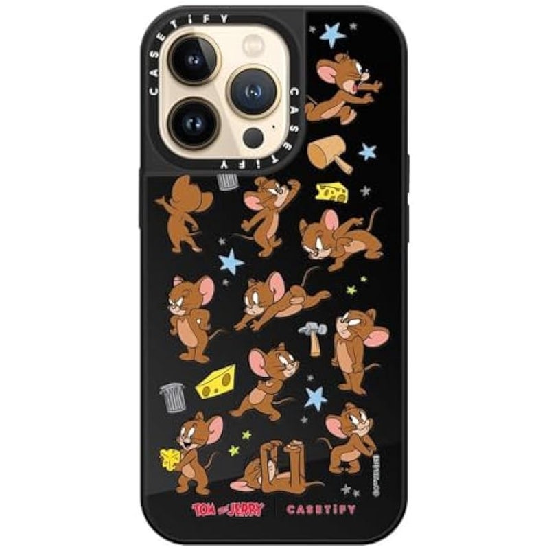 Casetify Mirror Case for iPhone 13 Pro 【Tom and Jerry Colab/Reflective / 4.9ft Drop Protection/Compatible with Magsafe】 - Jerry Pattern - Black on Black - Image 4