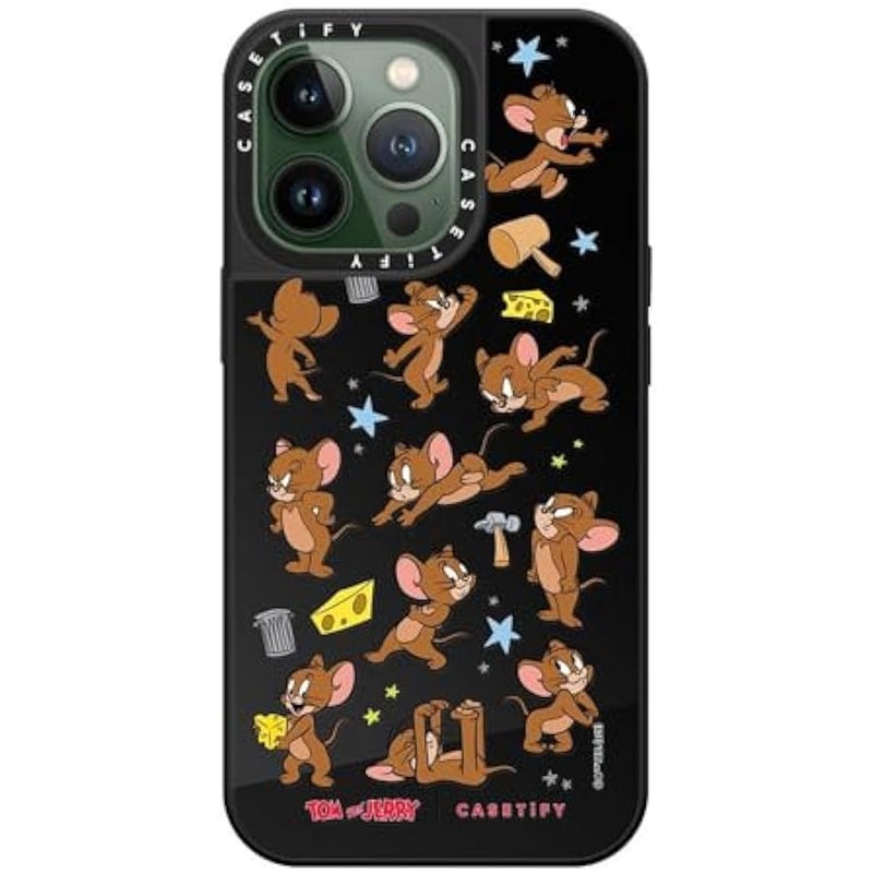 Casetify Mirror Case for iPhone 13 Pro 【Tom and Jerry Colab/Reflective / 4.9ft Drop Protection/Compatible with Magsafe】 - Jerry Pattern - Black on Black - Image 2