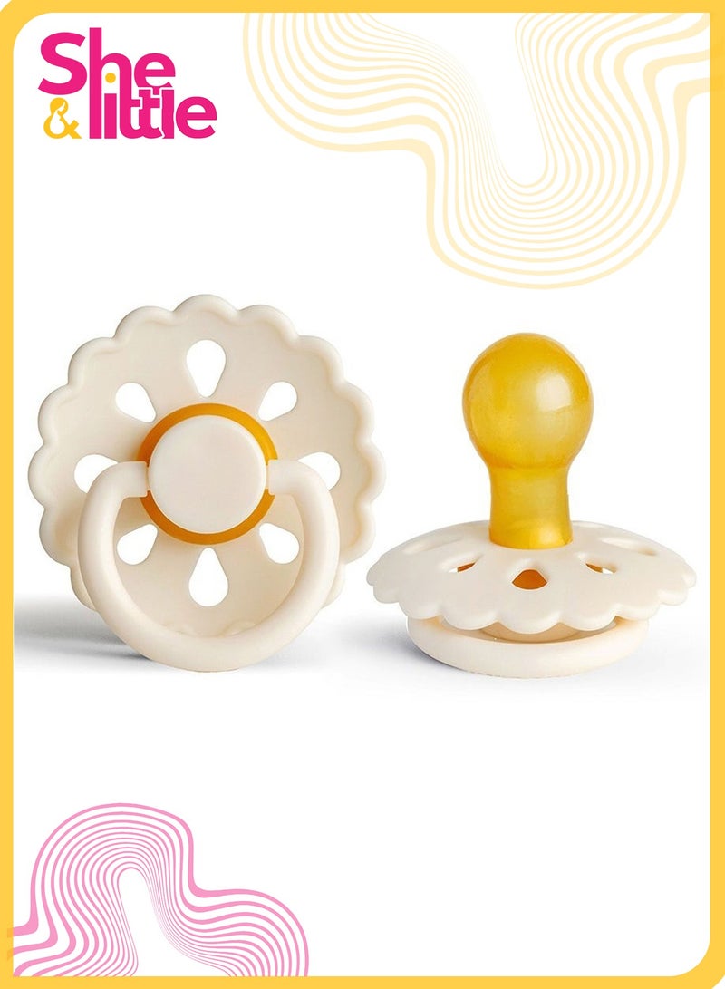 شي آند ليتل لهاية على شكل زهرة لطيفة، مصنوعة من مادة آمنة غذائيًا وخالية من مادة BPA، ناعمة ومقاومة للعض، لطيفة على فم الطفل (بيج) - Image 1