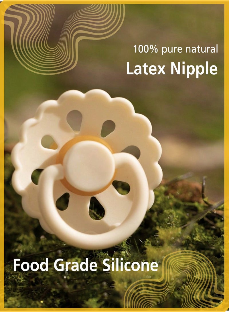 شي آند ليتل لهاية على شكل زهرة لطيفة، مصنوعة من مادة آمنة غذائيًا وخالية من مادة BPA، ناعمة ومقاومة للعض، لطيفة على فم الطفل (بيج) - Image 4