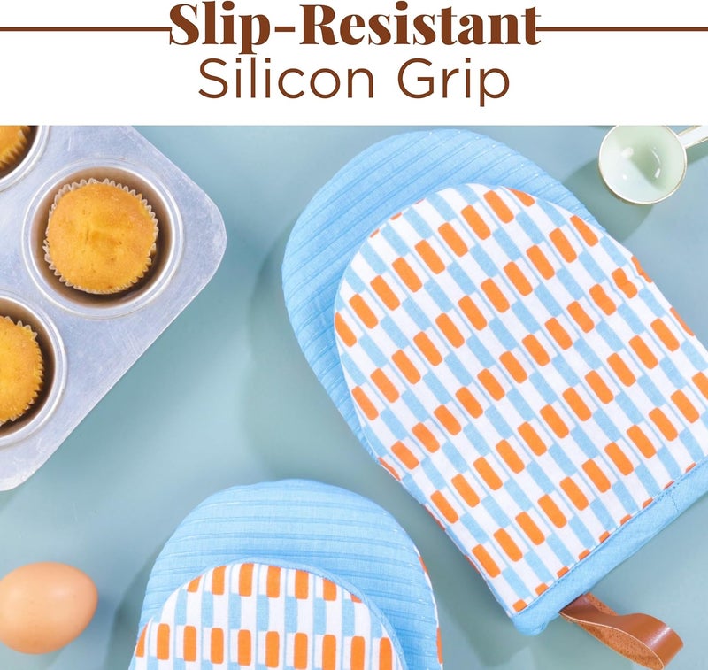 Folkulture Folkulture Mini Oven Mitts Heat Resistant & Non Slip, 5.75"x9", Set of 2 Short Oven Mitts with Hanging Loop, 100% Cotton Oven Gloves or Kitchen Mittens, Small Oven Mitt Set, Oven Mit  - Image 5