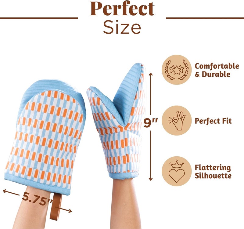 Folkulture Folkulture Mini Oven Mitts Heat Resistant & Non Slip, 5.75"x9", Set of 2 Short Oven Mitts with Hanging Loop, 100% Cotton Oven Gloves or Kitchen Mittens, Small Oven Mitt Set, Oven Mit  - Image 4