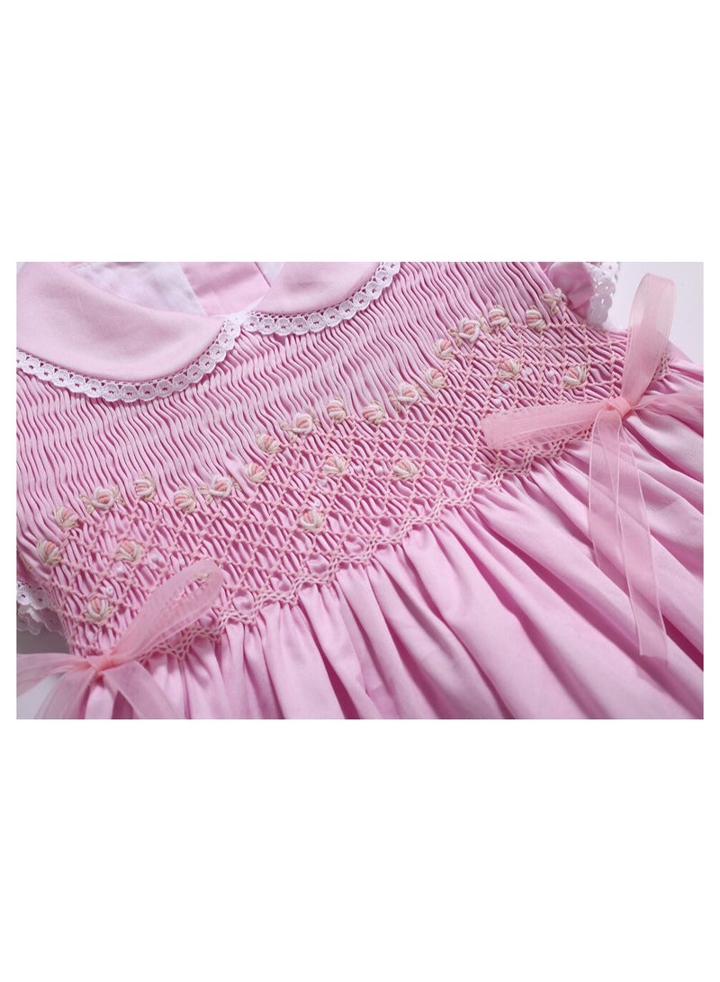Two-piece baby girl dress with an ruched bodice, tie at the back, and ruffles at the bottom  - Image 4