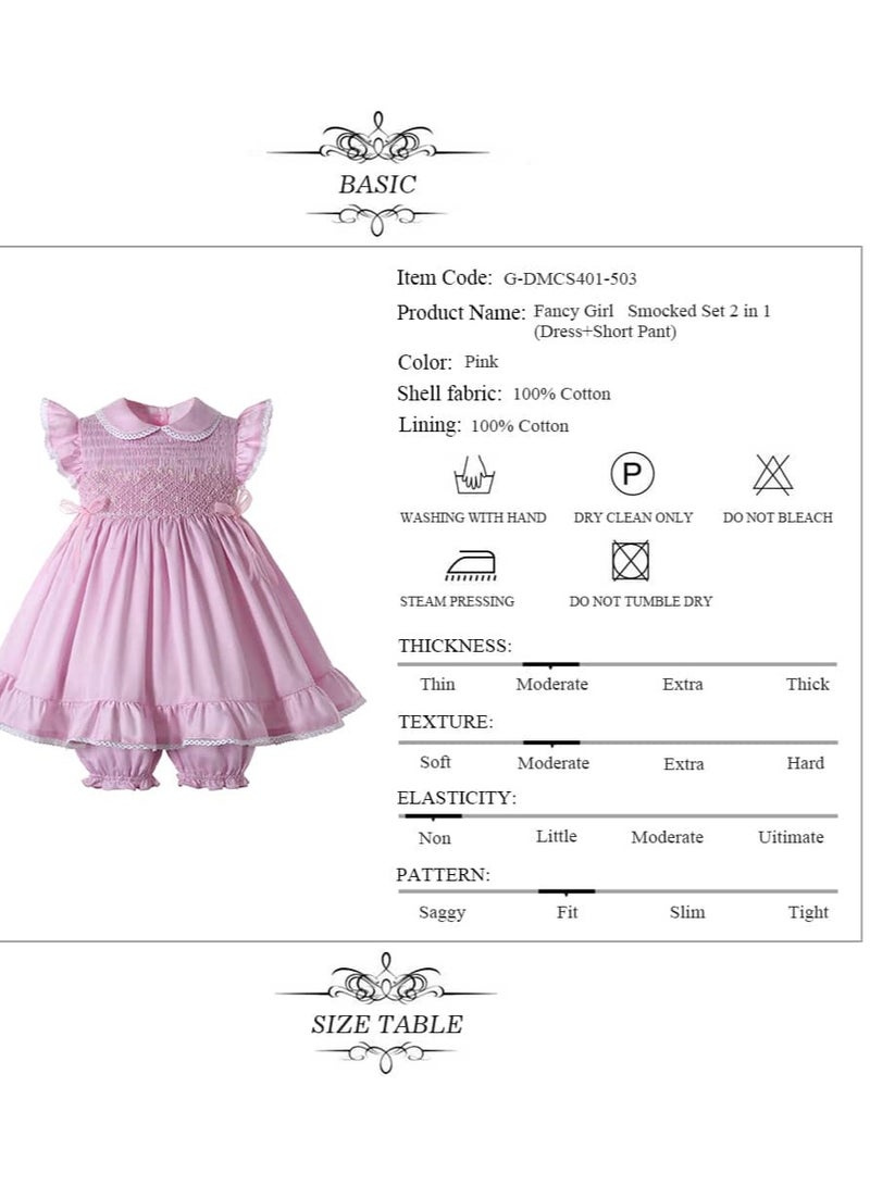 Two-piece baby girl dress with an ruched bodice, tie at the back, and ruffles at the bottom  - Image 5