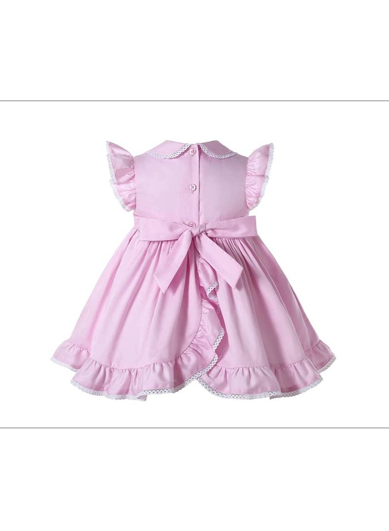 Two-piece baby girl dress with an ruched bodice, tie at the back, and ruffles at the bottom  - Image 2