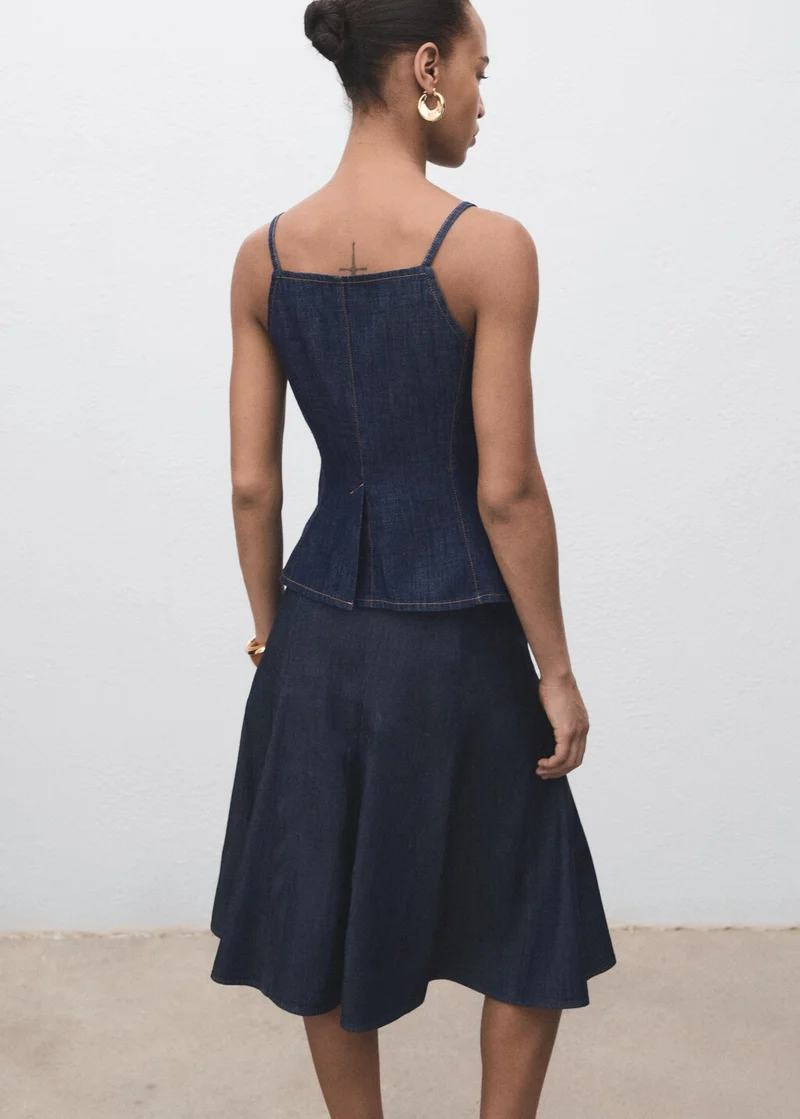 MANGO Pleated denim skirt