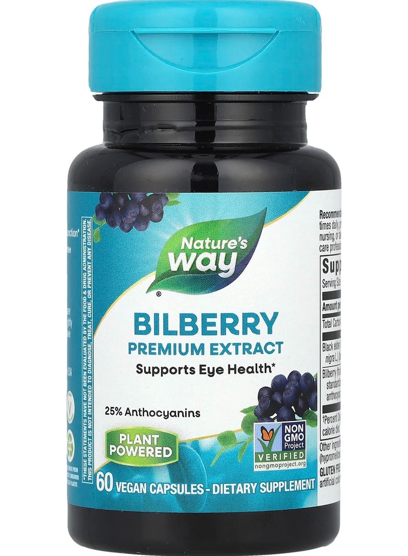 Nature's Bilberry Premium Extract 60 Vegan Capsules 