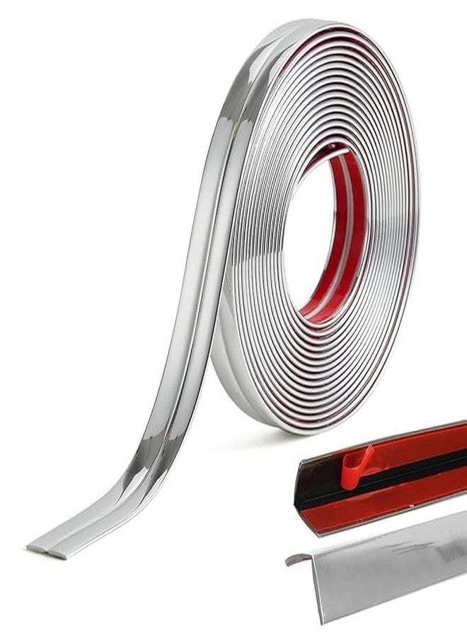 SGABANI 3 Meter Wall Molding Trim - Flexible PVC Wall Molding Trim & Corner Guards & Caulk Strip, Apply in Table Edge Door Frame Baseboard for Protection and Decoration Pack of 3 (Silver) - Image 3