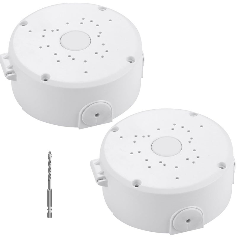 Cidro Universal Security Camera Flip Junction Box Mount Bracket, Waterproof Plastic IP Camera Base, Wall Ceiling Mount Hide Cable Bracket for Electric Enclosure, Indoor/Outdoor CCTV Cam (Rround-White-2 PCS) - Image 1