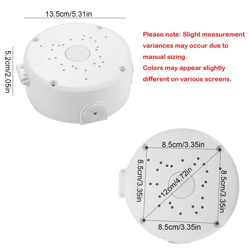 Cidro Universal Security Camera Flip Junction Box Mount Bracket, Waterproof Plastic IP Camera Base, Wall Ceiling Mount Hide Cable Bracket for Electric Enclosure, Indoor/Outdoor CCTV Cam (Rround-White-2 PCS) - Image 2