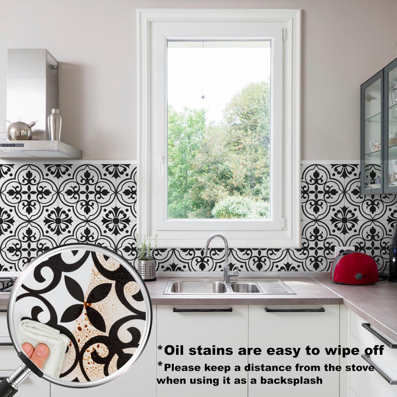 Alow Peel and Stick Floor Tile: 10 Pcs Black and White Peel and Stick Flooring Waterproof, Self-Adhesive Removable Vinyl Flooring 11.8In by11.8In for Bathroom,Kitchen - Image 3