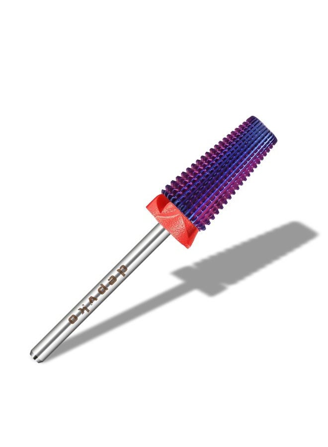 Depvko 5 in 1 Nail Drill Bits, 3/32'' Carbide Tungsten Nail Bits, Two Way Rotate Professional Advanced Safety Cuticle Bits for Nail, Fast Remove for Manicure Pedicure Cuticle Gel Polishing(F, Purple) - Image 1