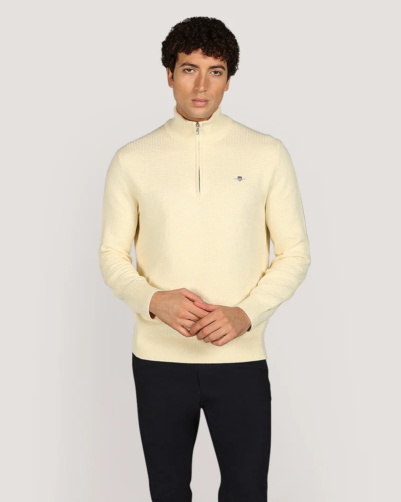 GANT Textured Cotton Half Zip Sweater
