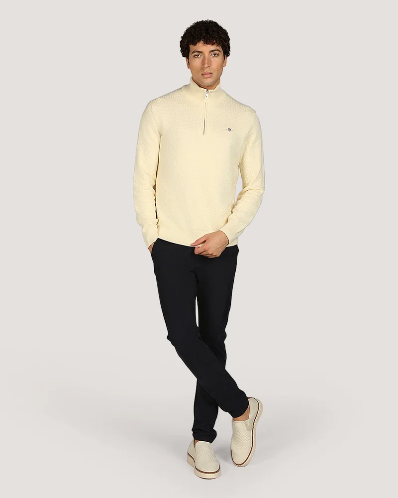 GANT Textured Cotton Half Zip Sweater