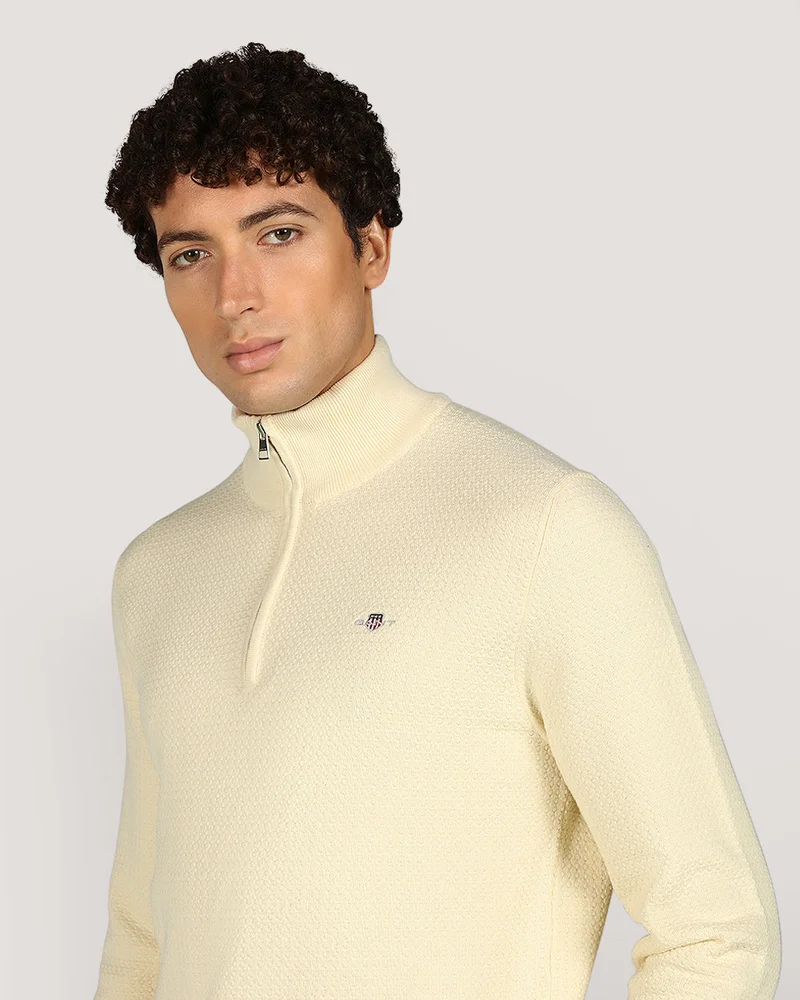 GANT  Textured Cotton Half Zip Sweater for Men | Best Price UAE