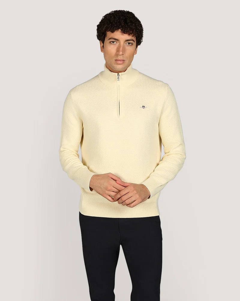 GANT  Textured Cotton Half Zip Sweater for Men | Best Price UAE