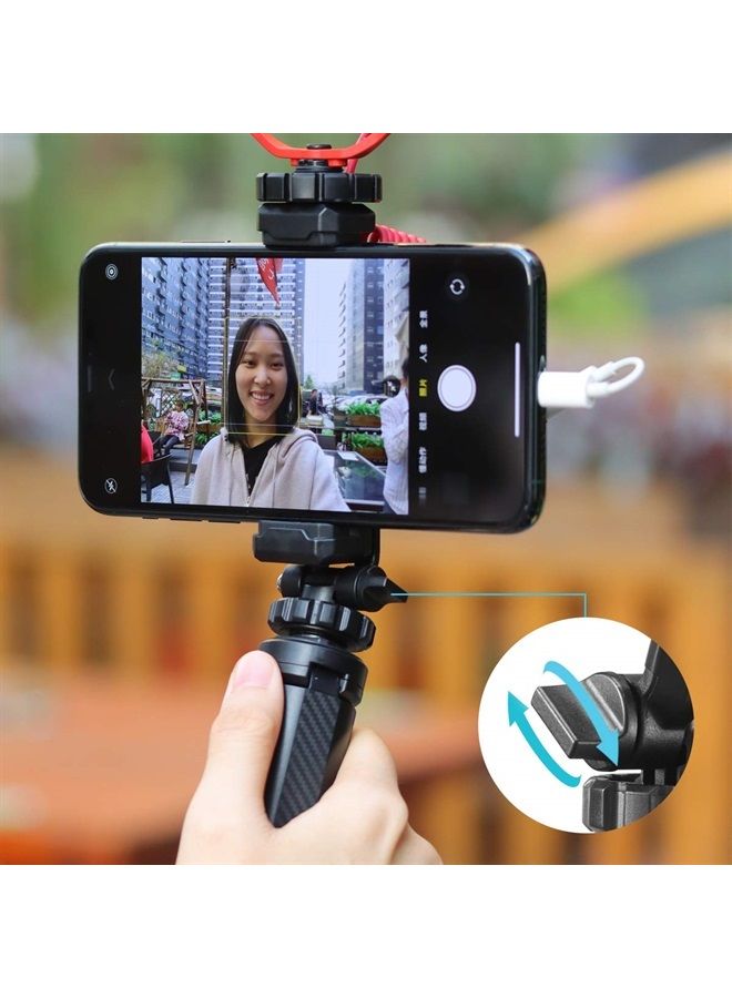Ulanzi Universal Phone Tripod Mount with Cold Shoe Mount, Rotates and Adjustable Clamp Holder Smartphone Clip Adapter for iPhone 11 Pro Max X XR Xs Max 8 7 Plus Samsung Galaxy s10 s9 Note10 Google