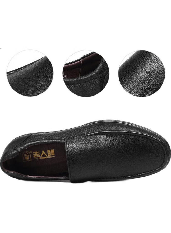 Laorentou Men'S Leather Business Casual Shoes Lazy Slip-On Thick-Soled Wear-Resistant Single Shoes All-Match Comfortable Men'S Shoes 87201760 Black 39 - Image 2