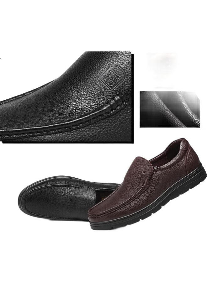 Laorentou Men'S Leather Business Casual Shoes Lazy Slip-On Thick-Soled Wear-Resistant Single Shoes All-Match Comfortable Men'S Shoes 87201760 Black 39 - Image 3
