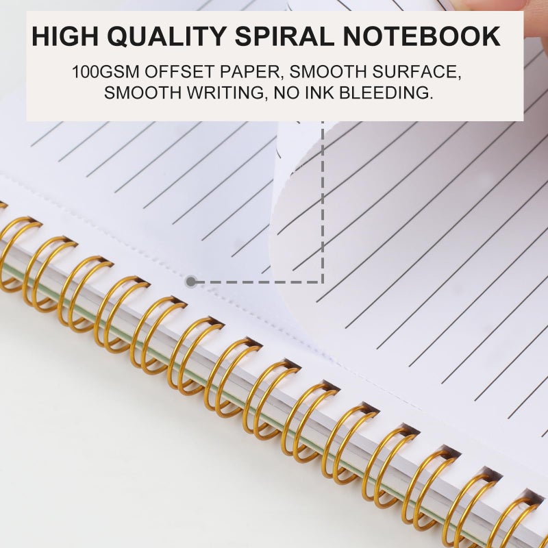 Joyberg Aesthetic Spiral Notebook, 2PCS Cute Notebook, 8.3" x 6" Notebook For Women, A5 Spiral Journal Notebook for Office/School/Home (Green & Beige) - Image 5