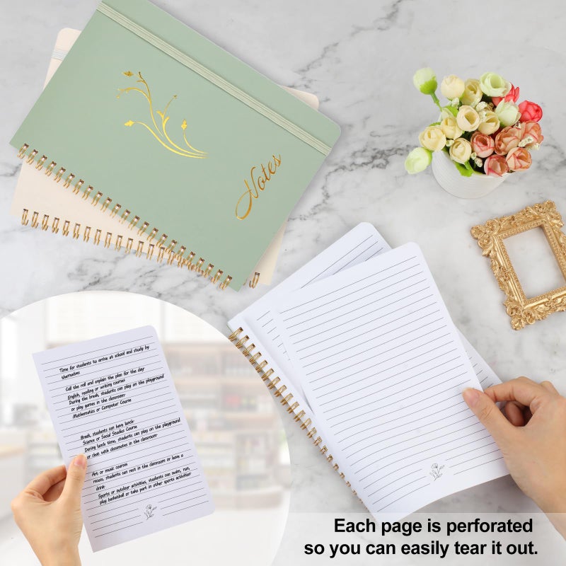 Joyberg Aesthetic Spiral Notebook, 2PCS Cute Notebook, 8.3" x 6" Notebook For Women, A5 Spiral Journal Notebook for Office/School/Home (Green & Beige) - Image 4
