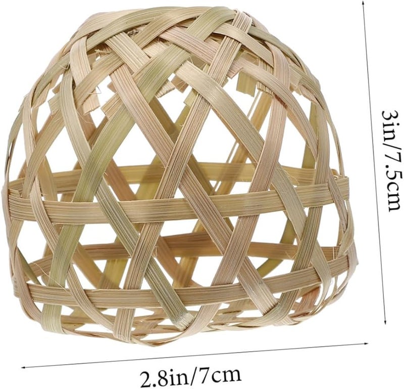 Bamboo Pendant Lamp Shade Set Woven Ceiling Light Cover Rustic Home Decor Bedroom Kitchen - Image 3