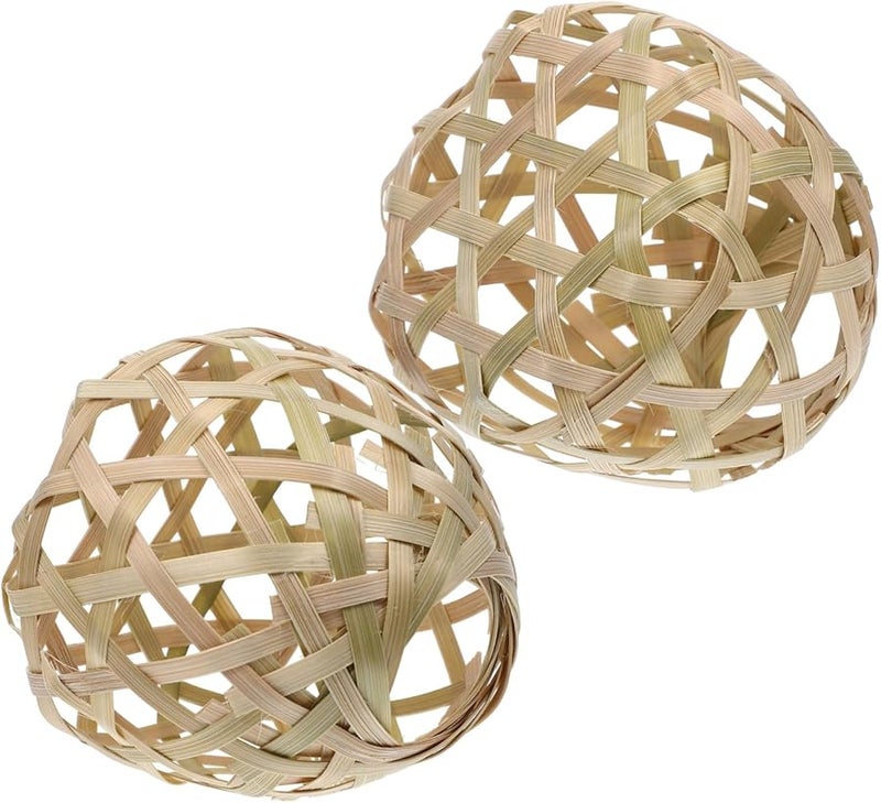 Bamboo Pendant Lamp Shade Set Woven Ceiling Light Cover Rustic Home Decor Bedroom Kitchen - Image 2
