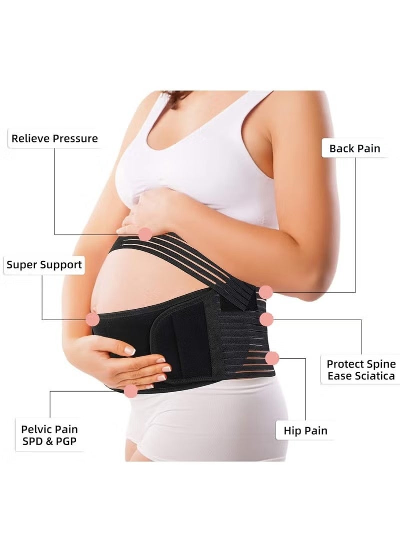 JOGAMS Maternity Belly Band Pregnancy Support Belt Breathable Belly Support Brace for Abdomen Pelvis Waist and Back Pain Lightweight Abdominal Binder Adjustable 3 in 1 Maternity Belt for Pregnancy - Image 3